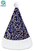 CAPPELLO BABBO NATALE VELLUTO STAMPATO BLU